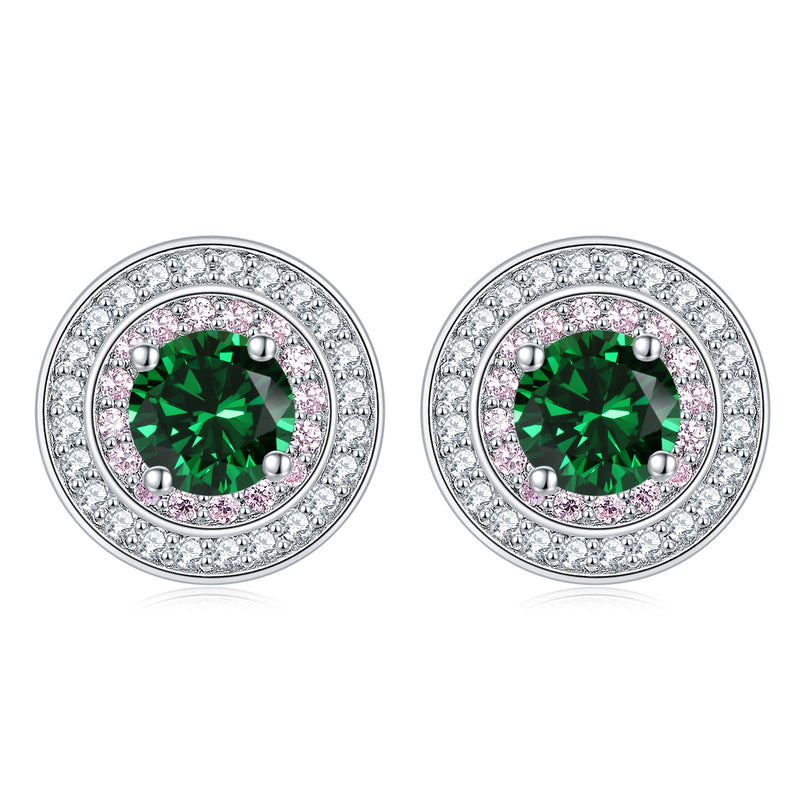 sterling silver round micro set zircon earrings, view 10 - MRSLM
