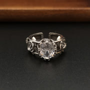vintage boulder flower silver ring, view 3 - MRSLM