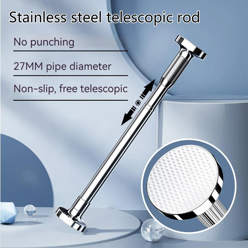 Adjustable stainless steel shower curtain rod, view 4 - MRSLM