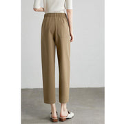 brown cropped harem pants for women, view 4 - MRSLM