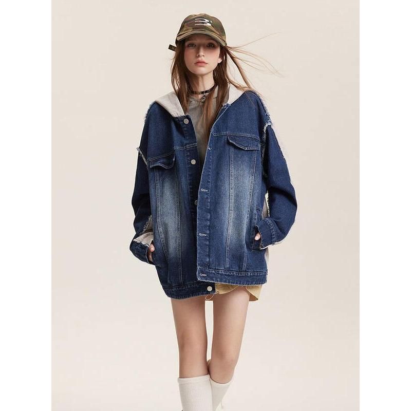 Women's hooded denim coat, view 6 - MRSLM