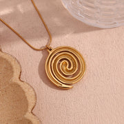 18k gold plated snake chain spiral pendant necklace, view 8 - MRSLM