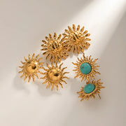 Turquoise sunflower dangle earrings, view 6 - MRSLM