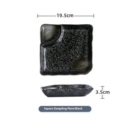 ceramic dumpling plate with sauce compartment, view 11 - MRSLM