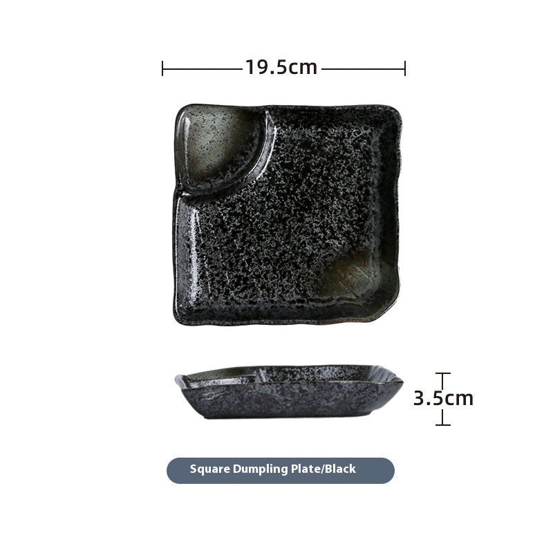 ceramic dumpling plate with sauce compartment, view 11 - MRSLM