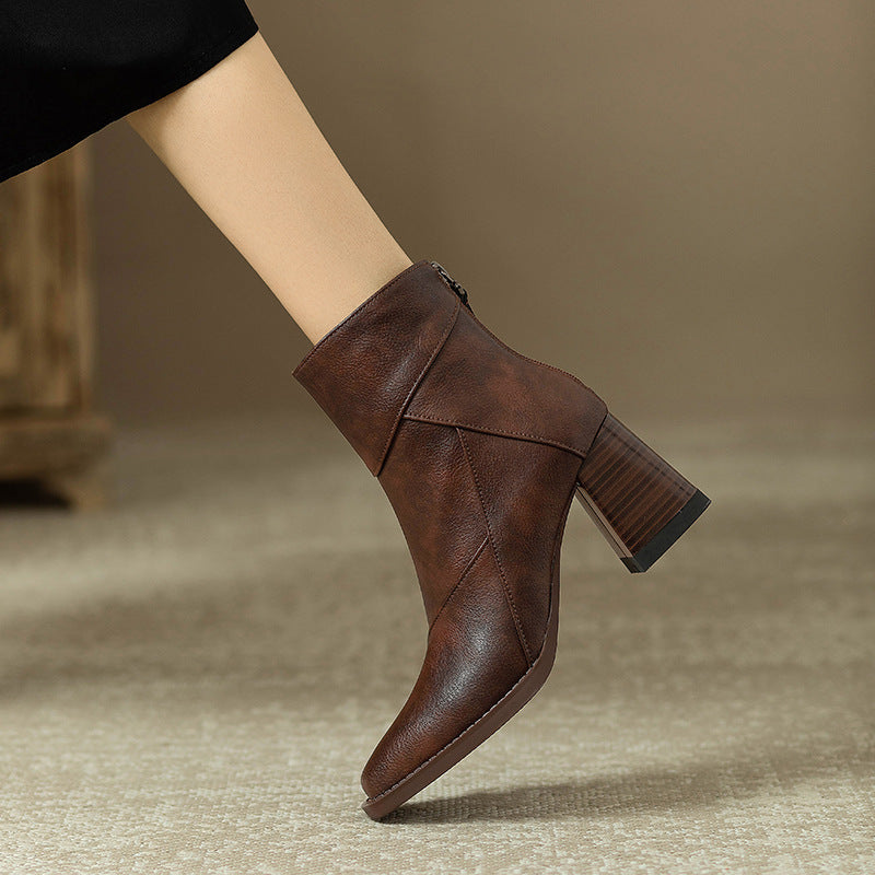 women's retro chunky heel boots, view 2 - MRSLM