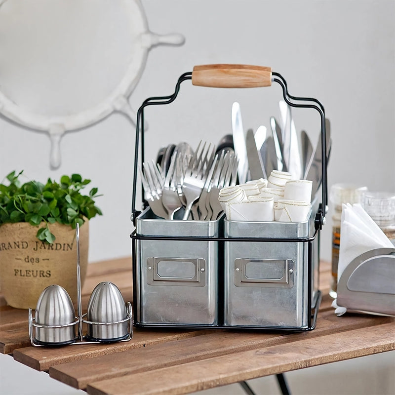 wire basket caddy with zinc boxes, view 2 - MRSLM