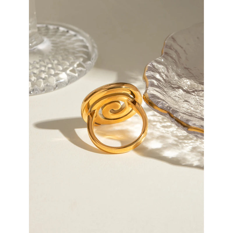 gold plated spiral stainless steel ring, view 6 - MRSLM