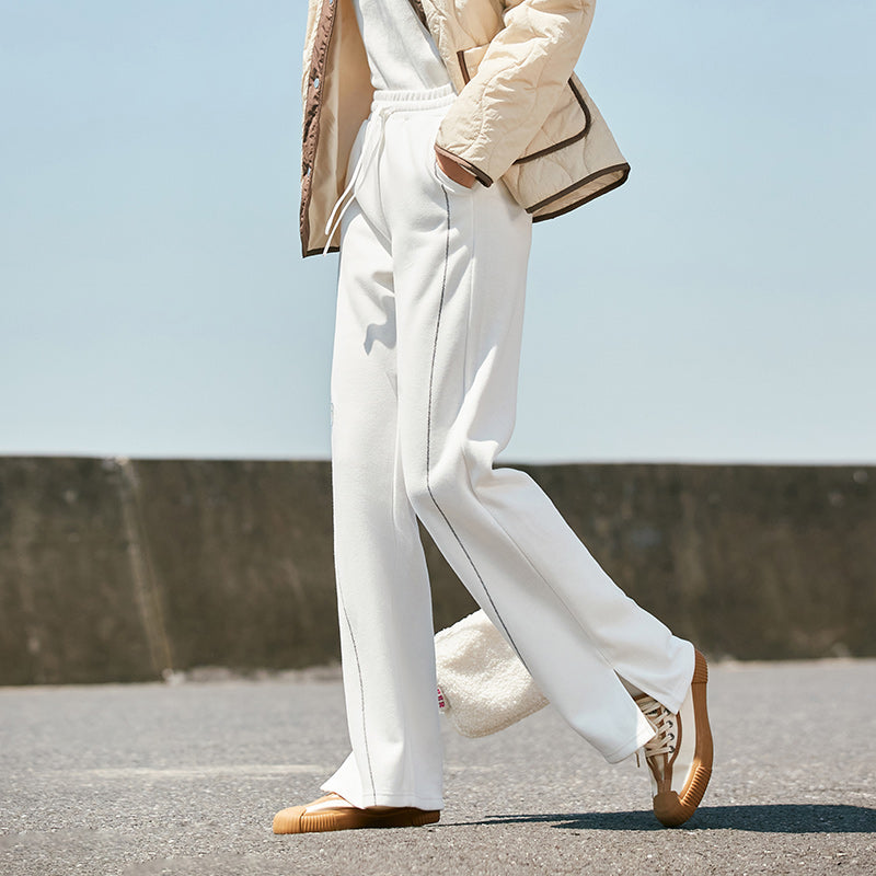 chic wide-leg slit trousers for women, view 6 - MRSLM