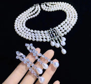 four-layer pearl clavicle necklace, view 4 - MRSLM
