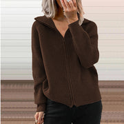 women's striped knit zip cardigan coat, view 7 - MRSLM