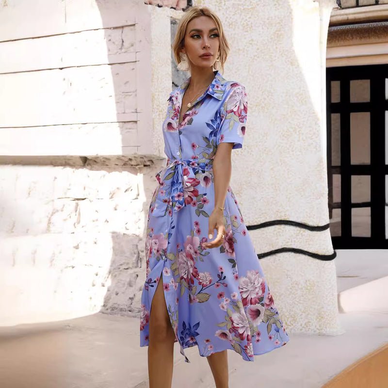 summer floral waistband dress, view 6 - MRSLM