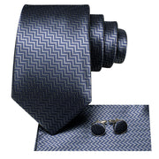 elegant grey silk tie set for men, view 4 - MRSLM