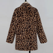 Women's leopard print faux fur winter coat, view 10 - MRSLM