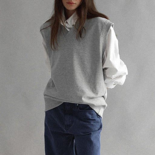 loose V-neck sleeveless knit pullover - MRSLM