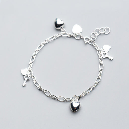 s925 silver heart and key bracelet - MRSLM