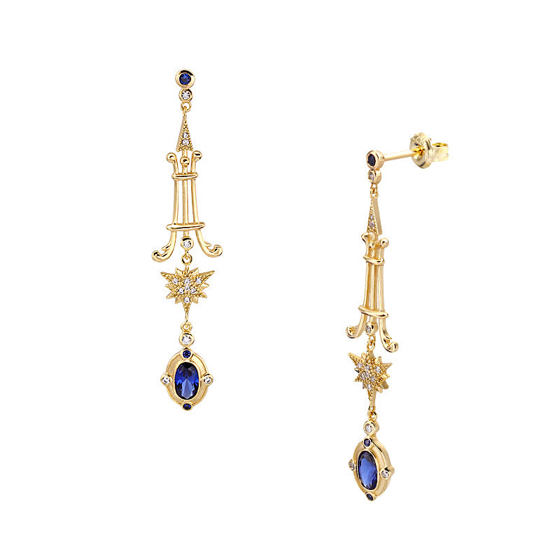 french court starburst blue earrings, view 5 - MRSLM