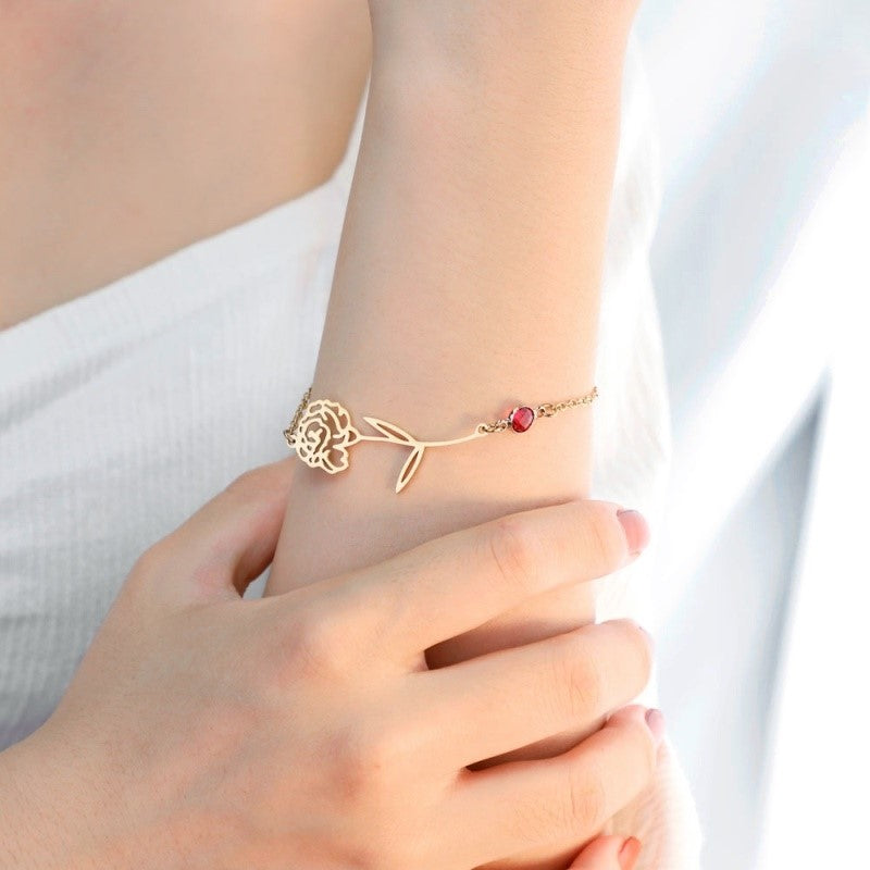 crystal birthstone flower bracelet - MRSLM