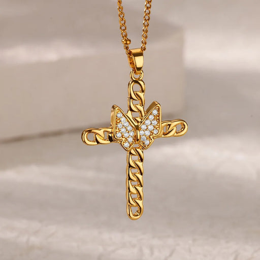 Butterfly and cross pendant necklace - MRSLM