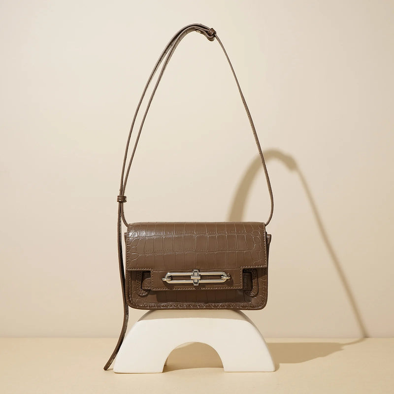 crocodile pattern shoulder bag, view 8 - MRSLM