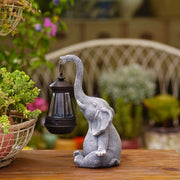 solar elephant lantern garden statue, view 4 - MRSLM