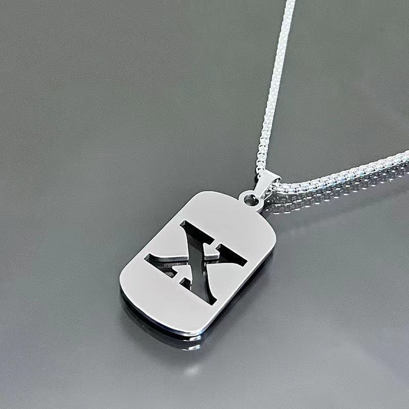 titanium steel letter necklace, view 14 - MRSLM