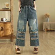 vintage embroidered wide-leg jeans, view 3 - MRSLM