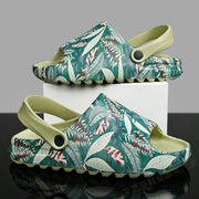 men's leaf print plastic sandals, view 2 - MRSLM