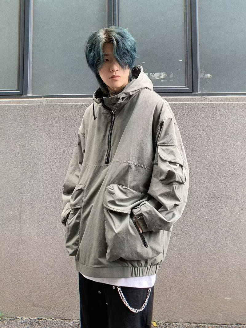 hooded half-zip windbreaker jacket, view 8 - MRSLM