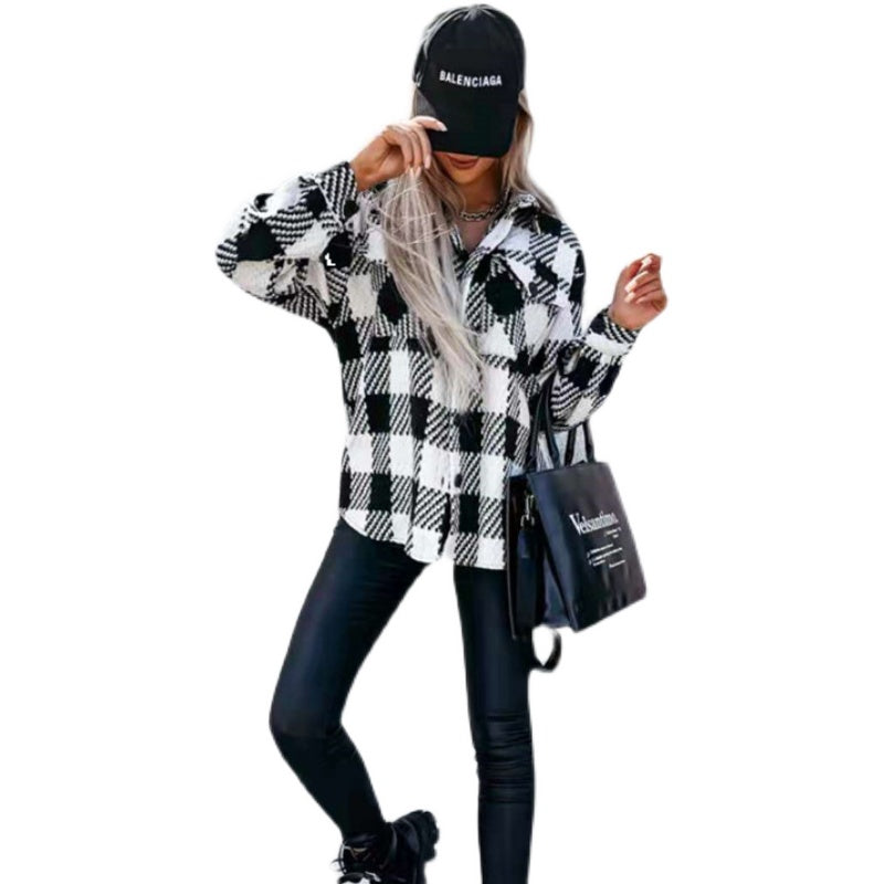Women's plaid shirt jacket, view 2 - MRSLM
