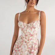 floral print camisole midi dress, view 3 - MRSLM
