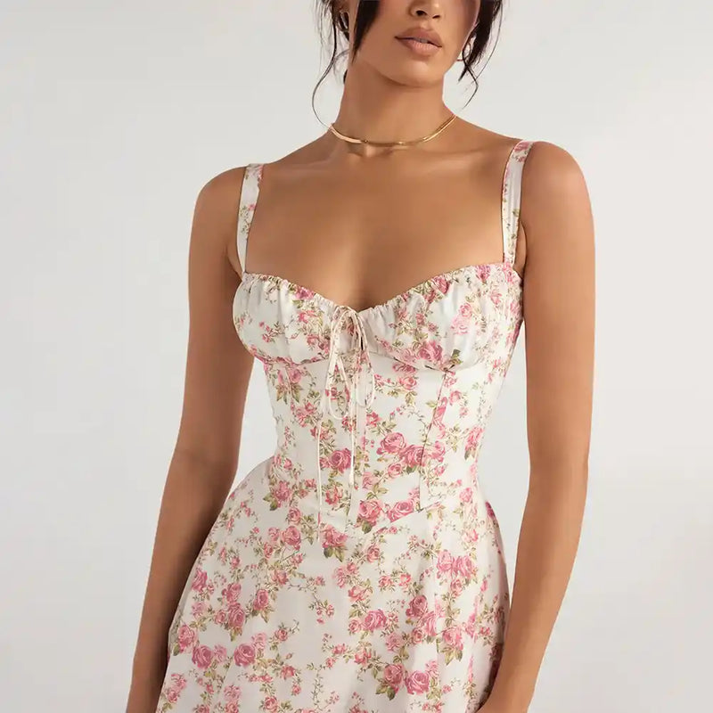 floral print camisole midi dress, view 3 - MRSLM