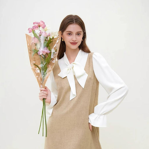 Chic French style fake two-piece dress - MRSLM