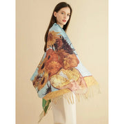 sunflower print pashmina shawl, view 6 - MRSLM