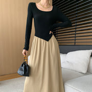 women's square collar brushed dress - MRSLM