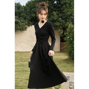 black knitted smocked midi dress, view 2 - MRSLM