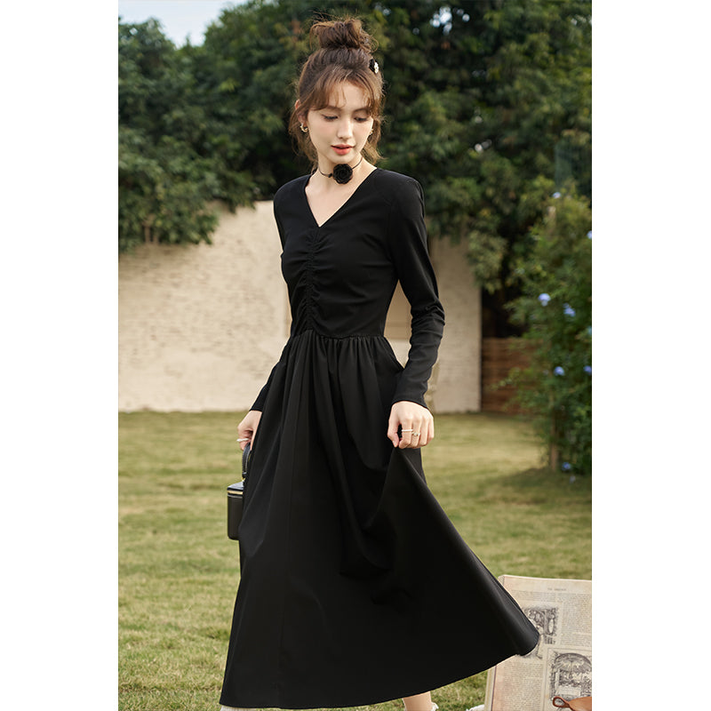 black knitted smocked midi dress, view 2 - MRSLM