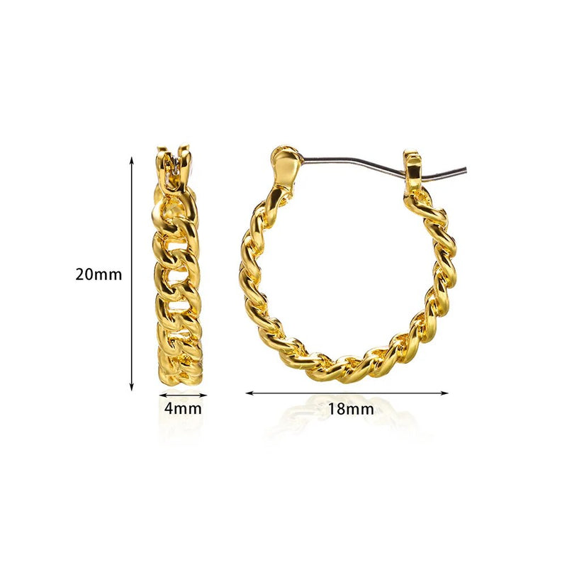 Gold color stainless steel hoop earrings, view 6 - MRSLM