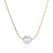 minimalist simulated pearl necklace, view 2 - MRSLM