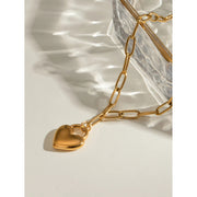 paper clip heart pendant necklace, view 3 - MRSLM