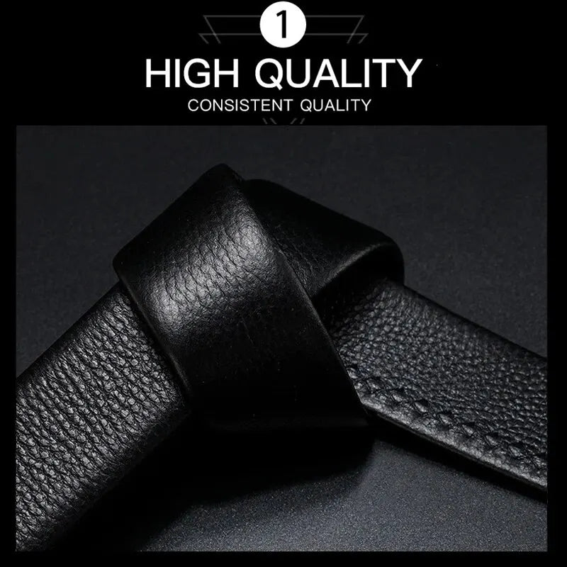 men's black PU leather belt automatic buckle, view 4 - MRSLM