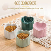 ceramic heart-shaped cat bowl, view 2 - MRSLM
