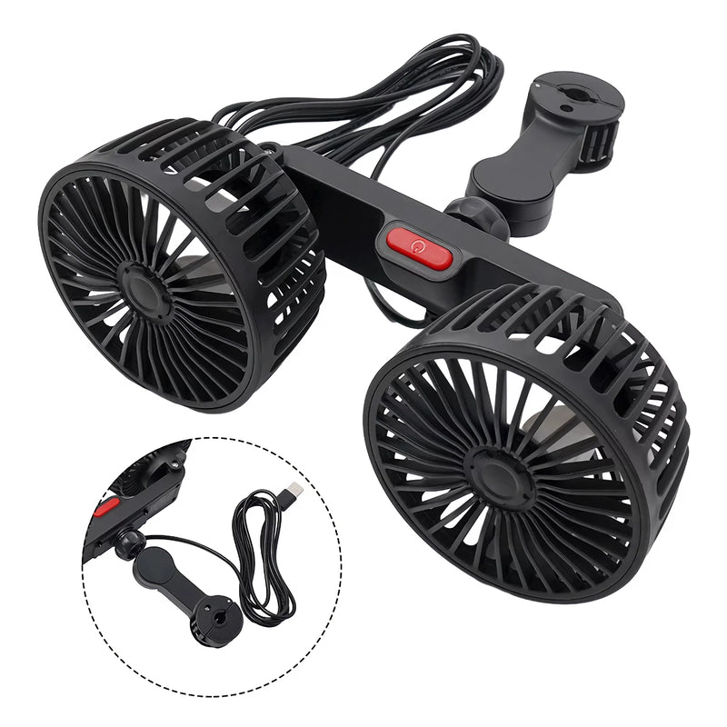 dual head car seat cooling fan, view 2 - MRSLM