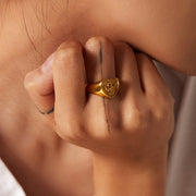 Heart angel gold plated chunky ring, view 7 - MRSLM