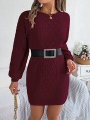 Women's cable knit sweater dress, view 2 - MRSLM