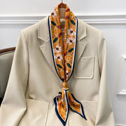 Floral silk-feel long scarf, view 9 - MRSLM