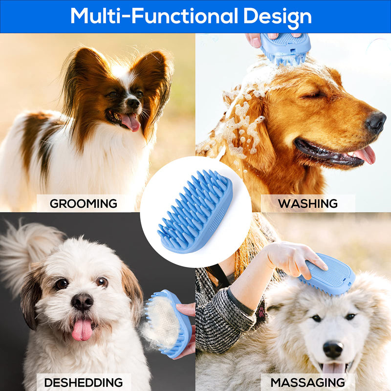 soft silicone pet bath and grooming brush, view 4 - MRSLM