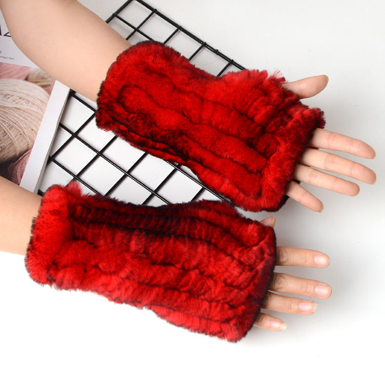 women's warm half finger knitted gloves - MRSLM