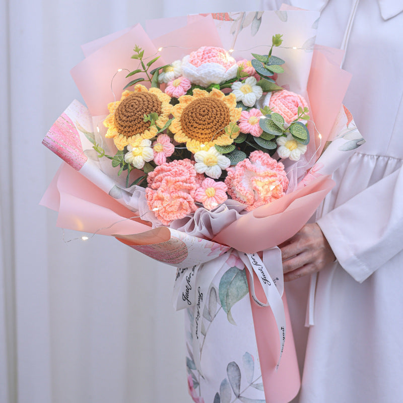 knitted wool flower bouquet, view 10 - MRSLM