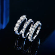 S925 silver half circle seven stone couple ring - MRSLM